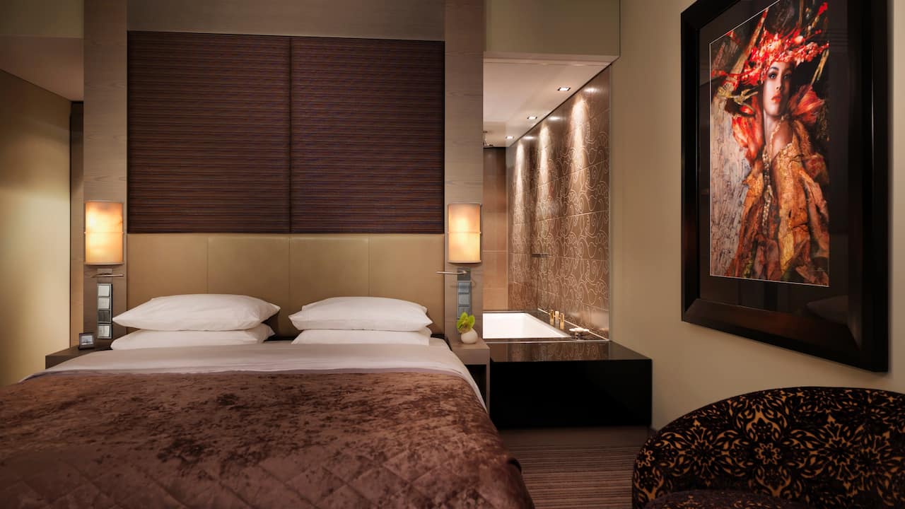 1 king bed standard hotel room at Hyatt Regency Dusseldorf