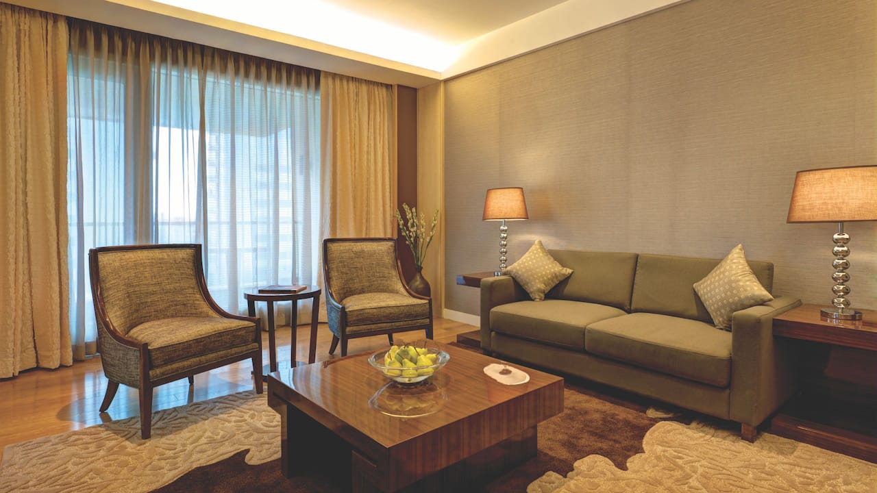 HR Pune one bedroom apartment living room