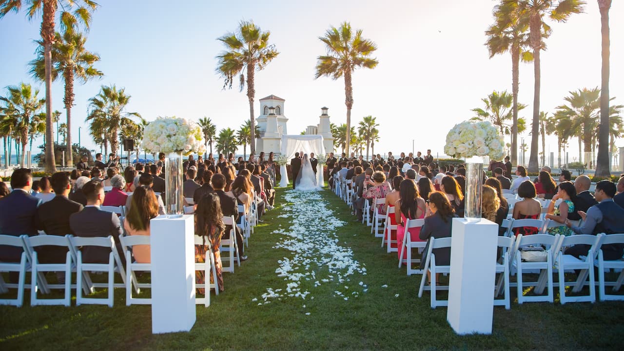Outdoor wedding ceremony during the day
