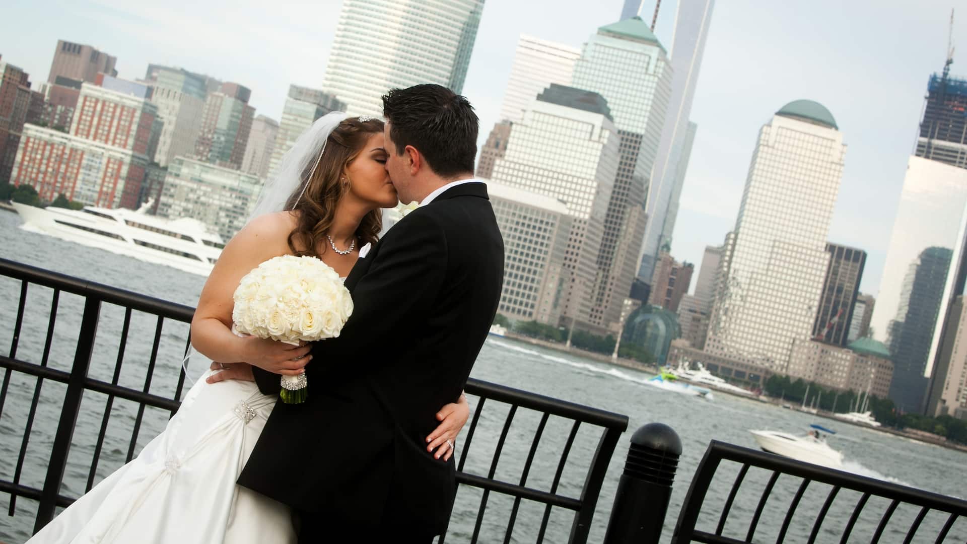 2 of 3 Hyatt Regency Jersey City on the Hudson Wedding Kiss Skyline