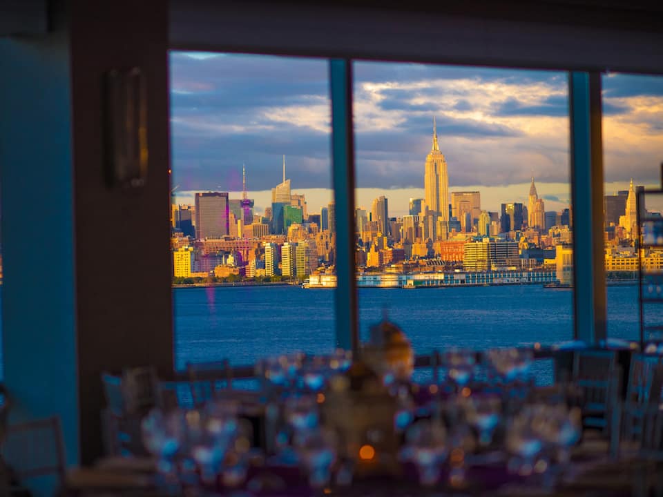 Waterfront wedding Venue with a view of the NYC skyline