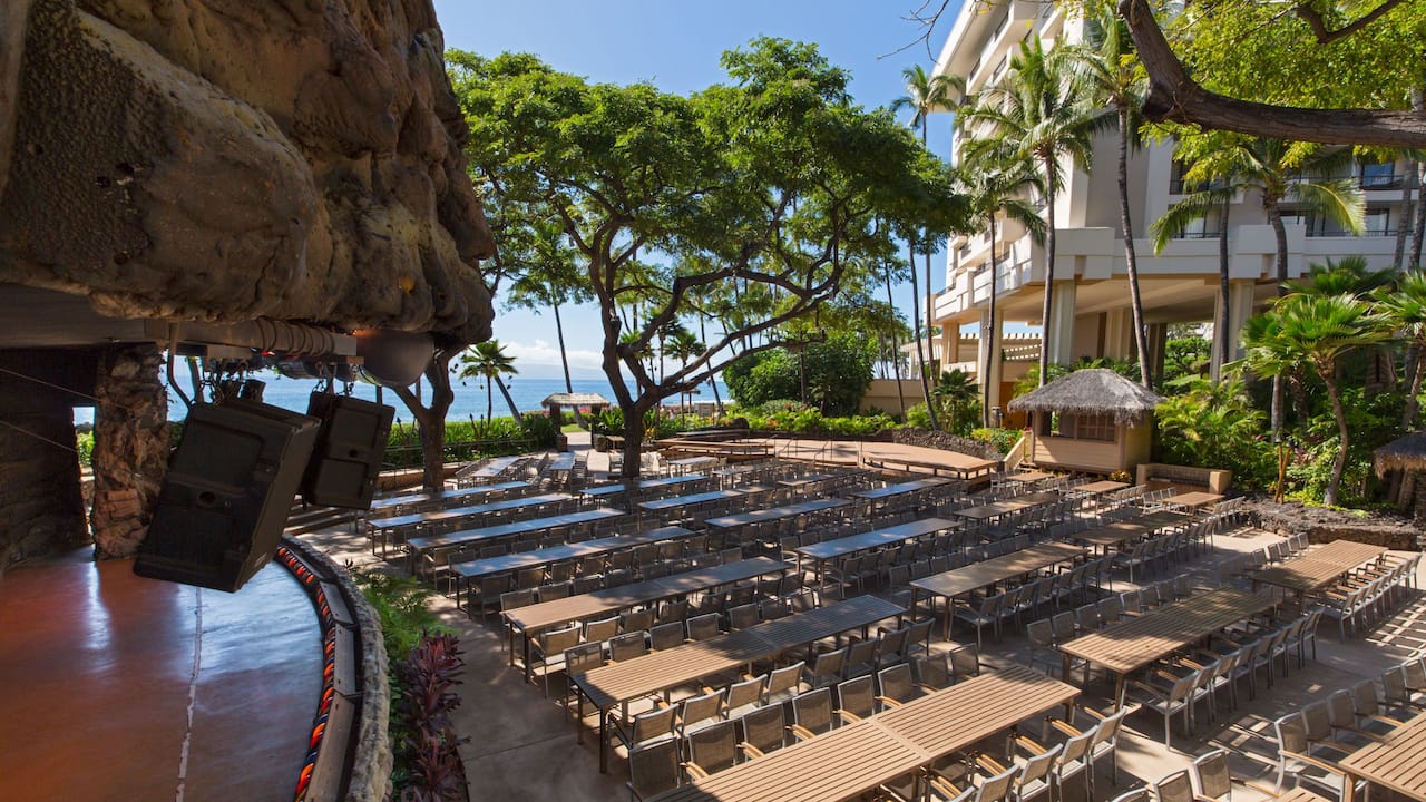 Large outdoor performance venue near the ocean in Maui