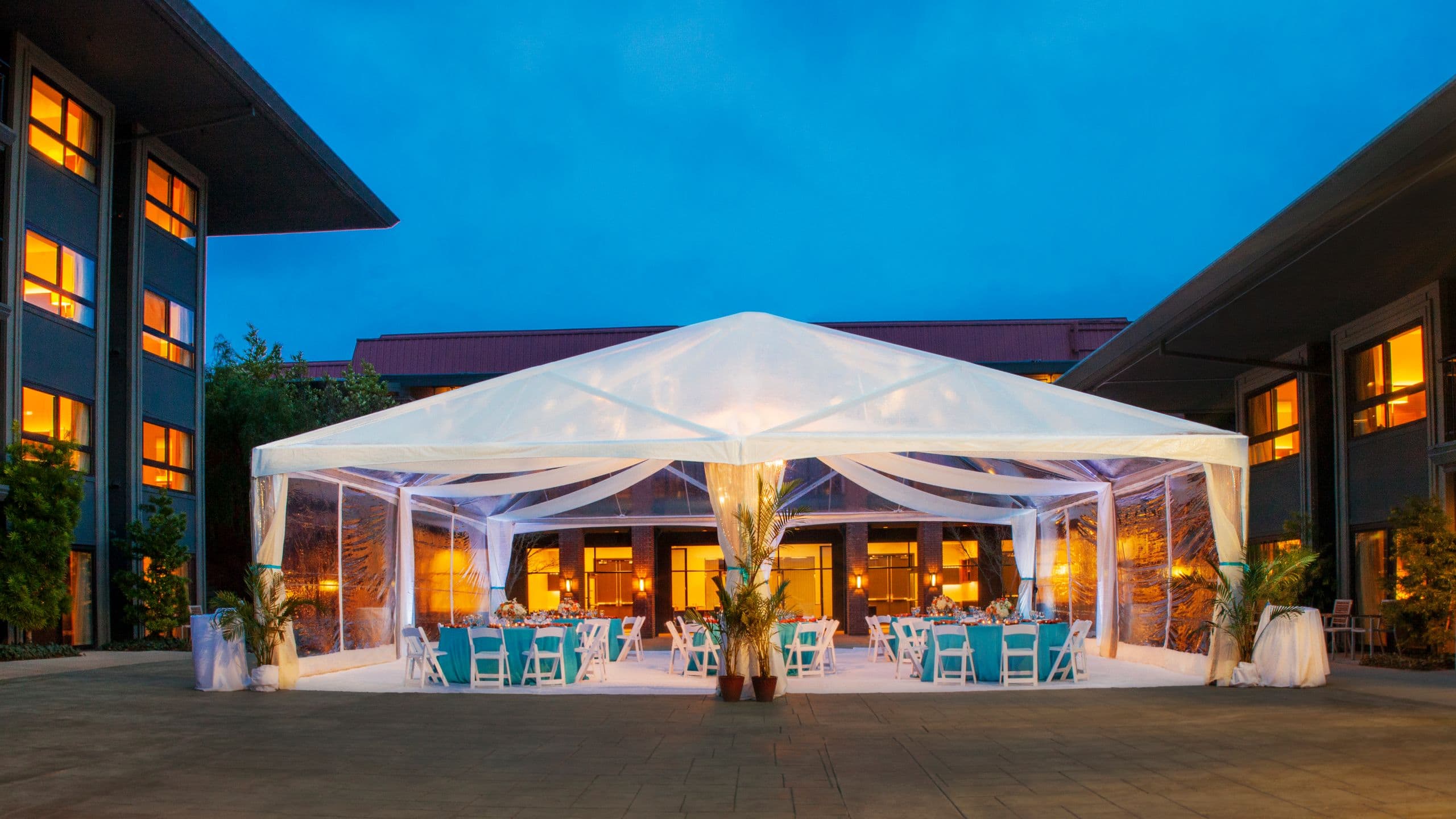 Hyatt Regency Monterey Hotel and Spa on Del Monte Golf Course Garden Terrace Dusk