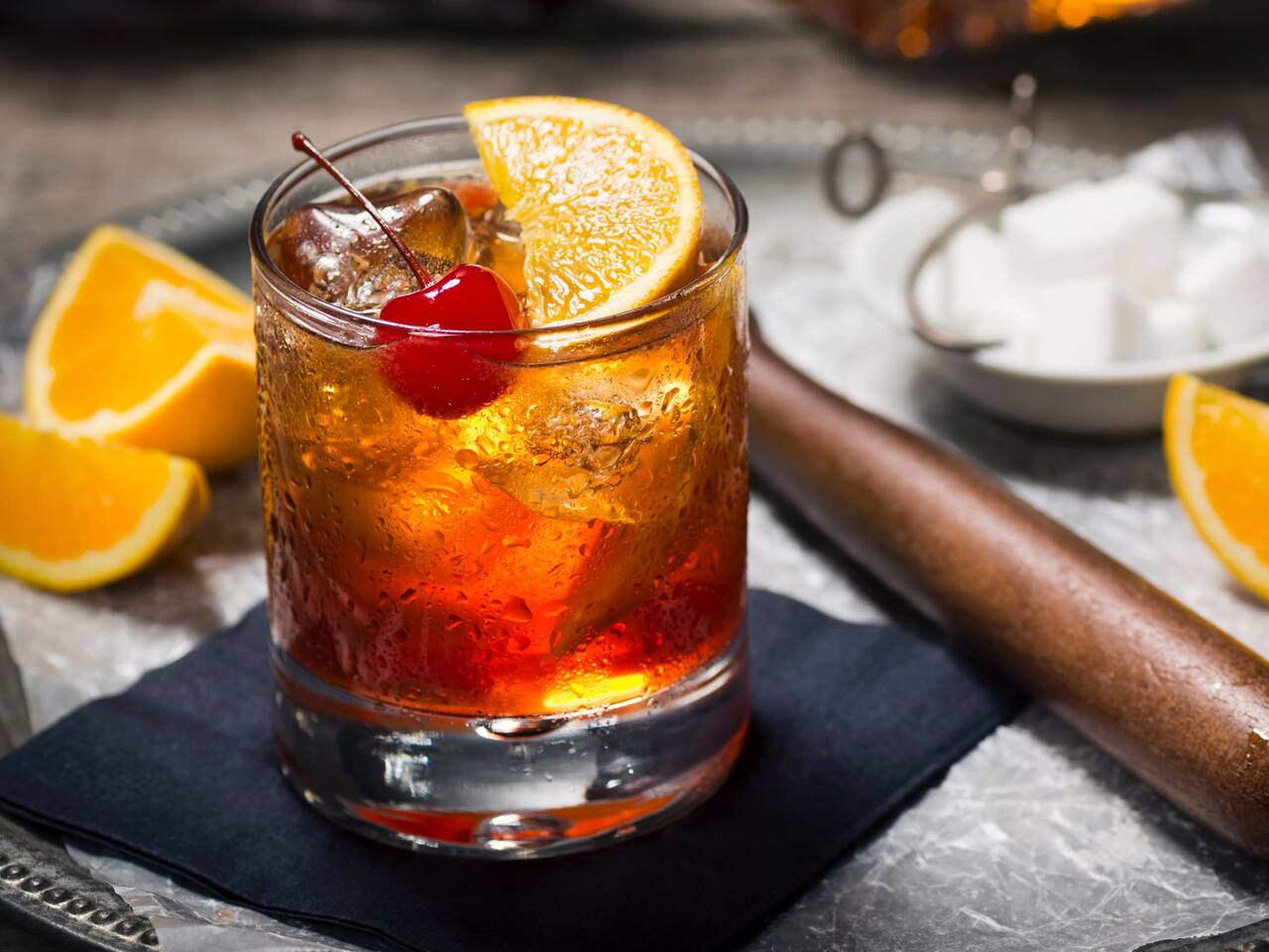 Manhattan Cocktail on napkin