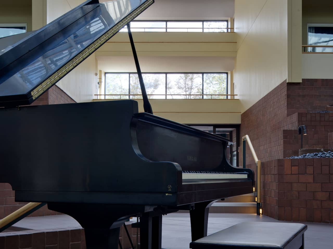 Grand piano in hotel atrium