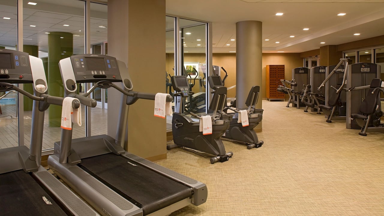 Fitness center with cardio equipment and