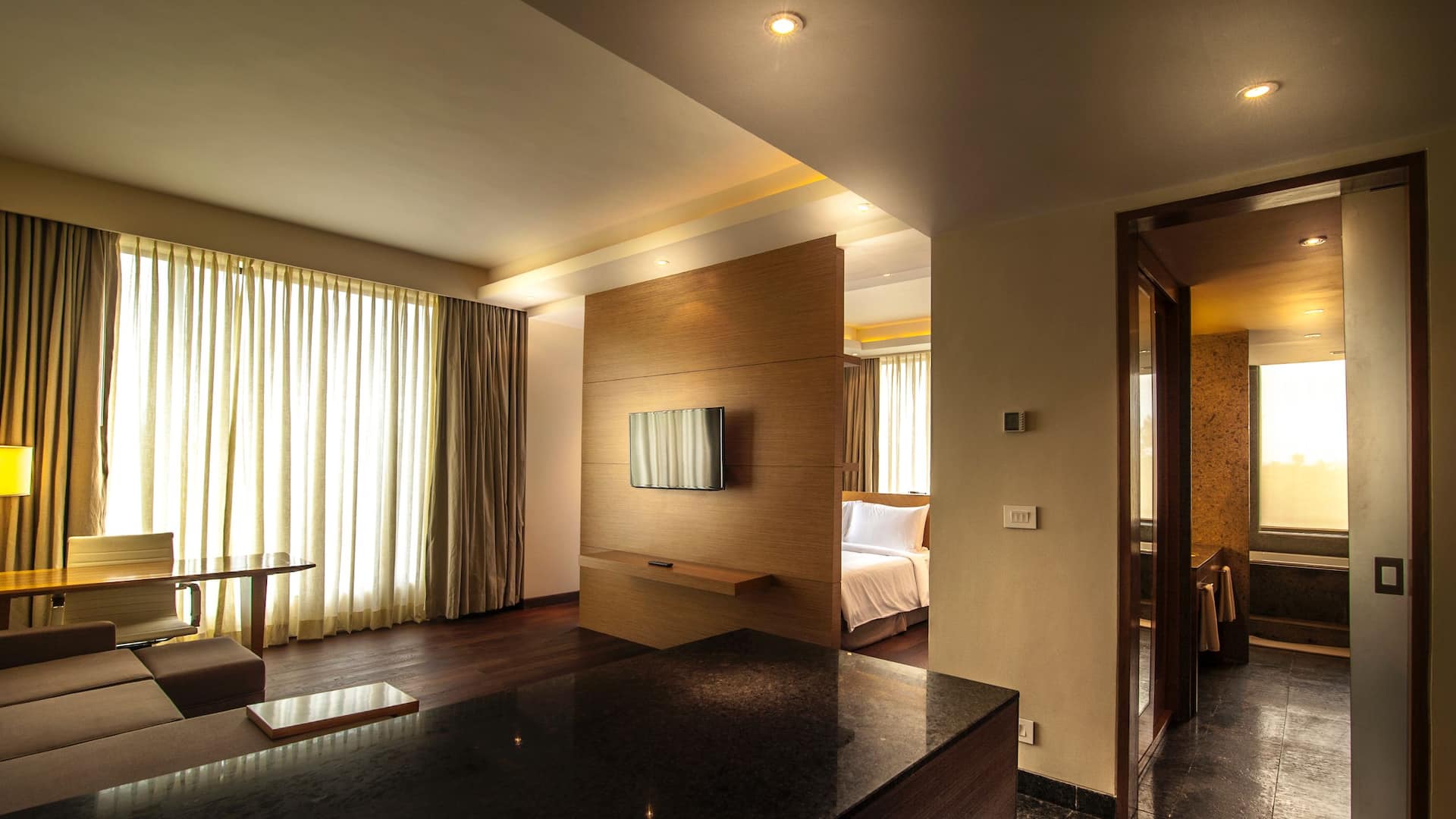 Hyatt Place Hampi Suite Living Room Curtains Closed