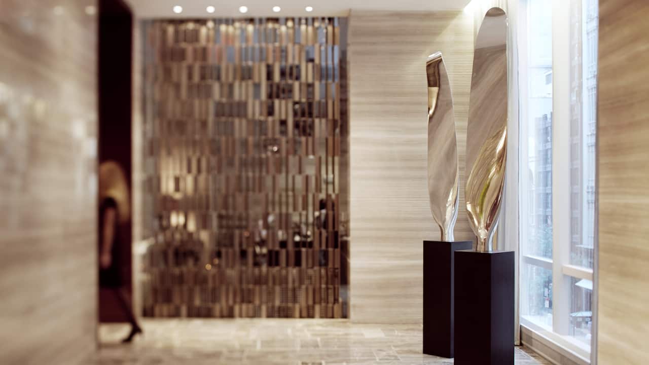 Lobby corridor with contemporary sculpture