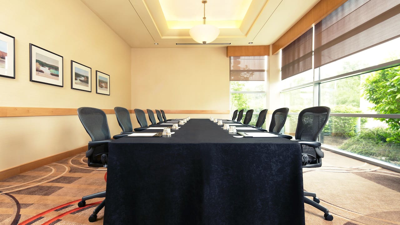 Boardroom meeting setup at Hyatt Rosemont