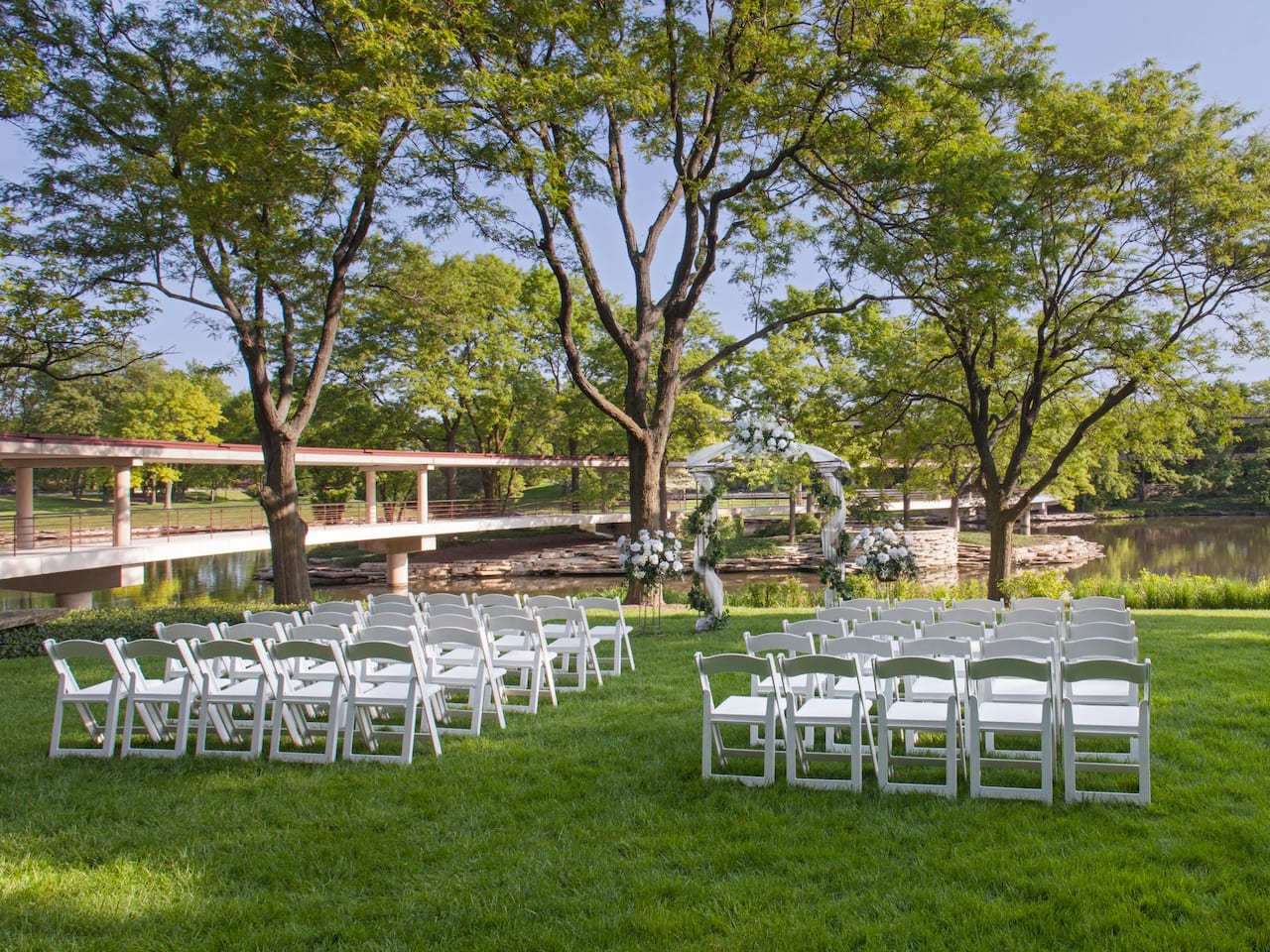 Hyatt Lodge at McDonald's Campus, wedding outdoor ceremony set-up