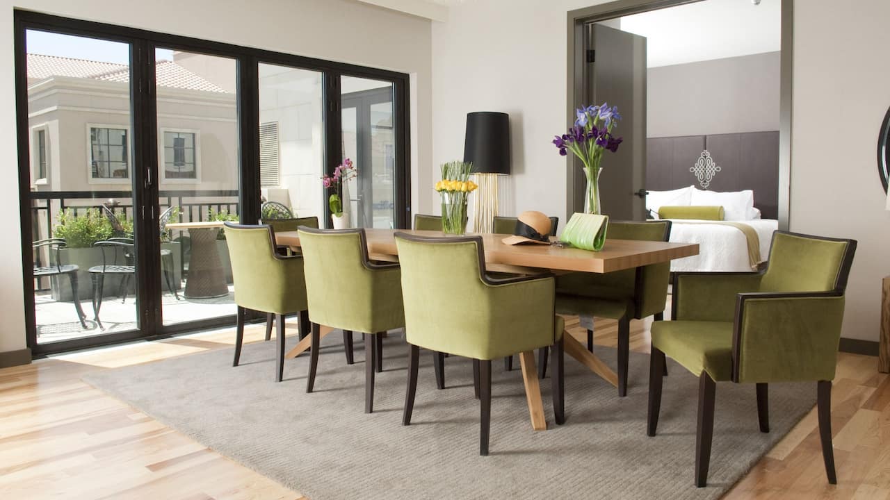 Andaz Vintner Suite dining room and furnished terrace
