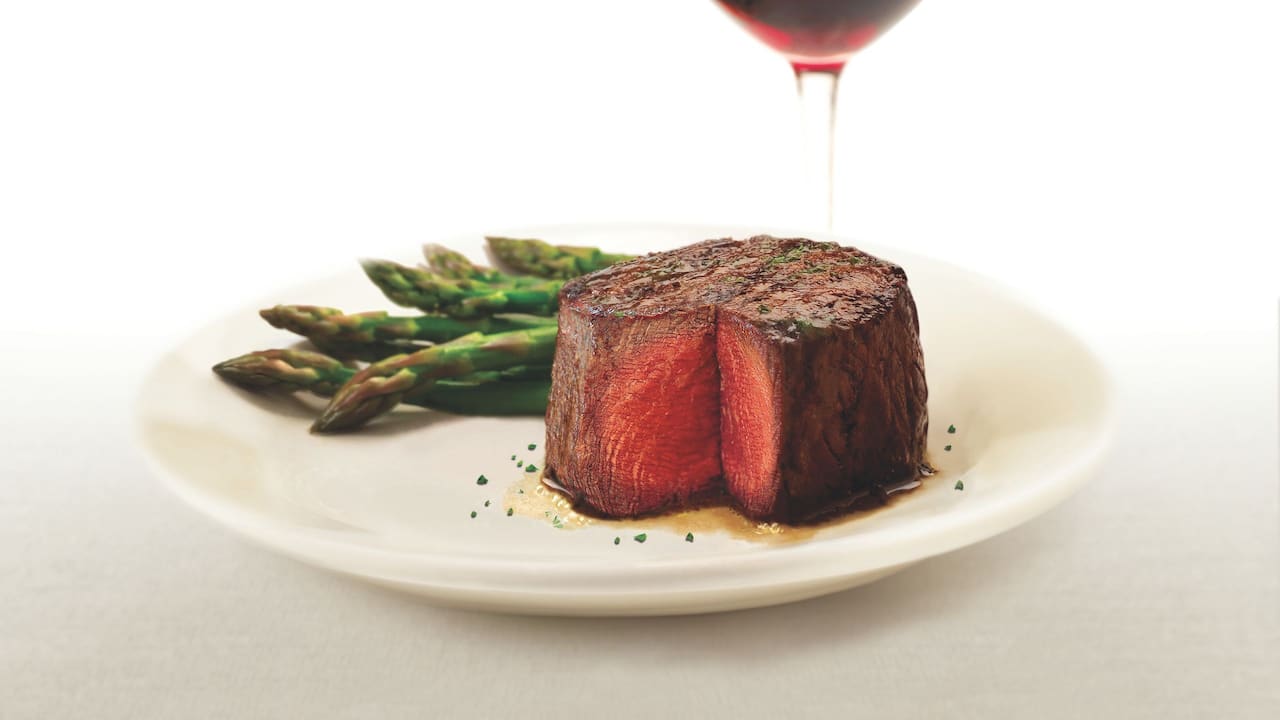 Ruth’s Chris Steak House steak and asparagus entree