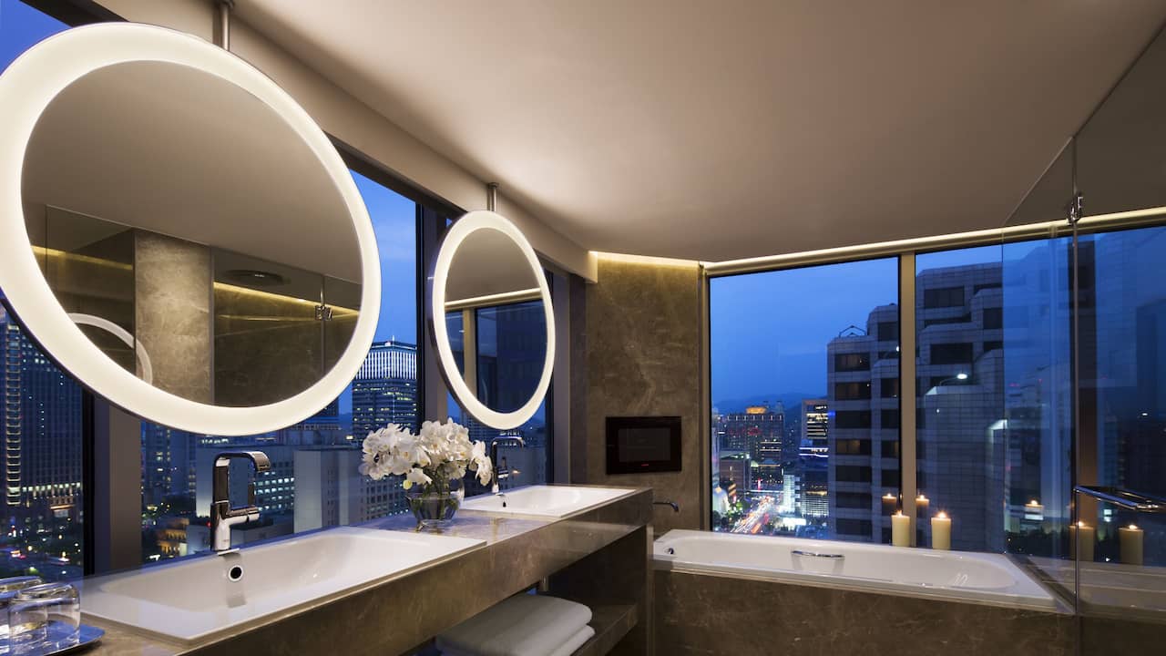 Grand Hyatt Taipei Executive suite bathroom view