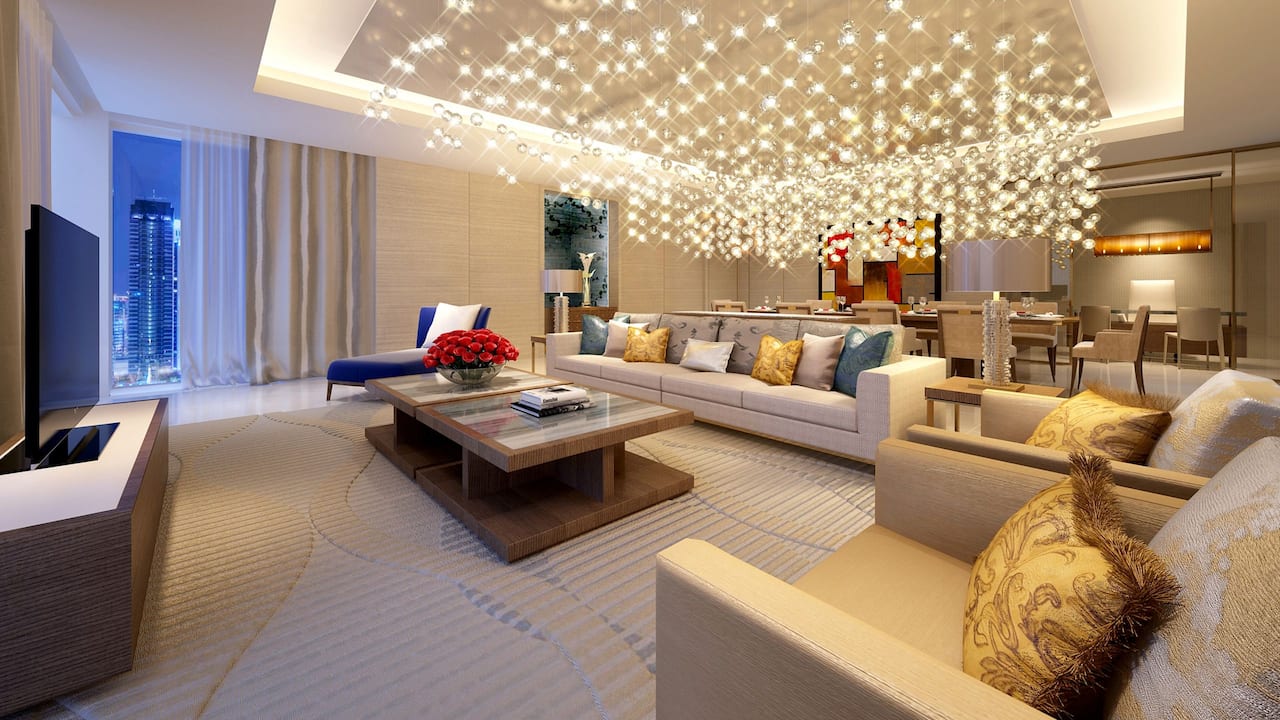 Living area in hotel executive suite