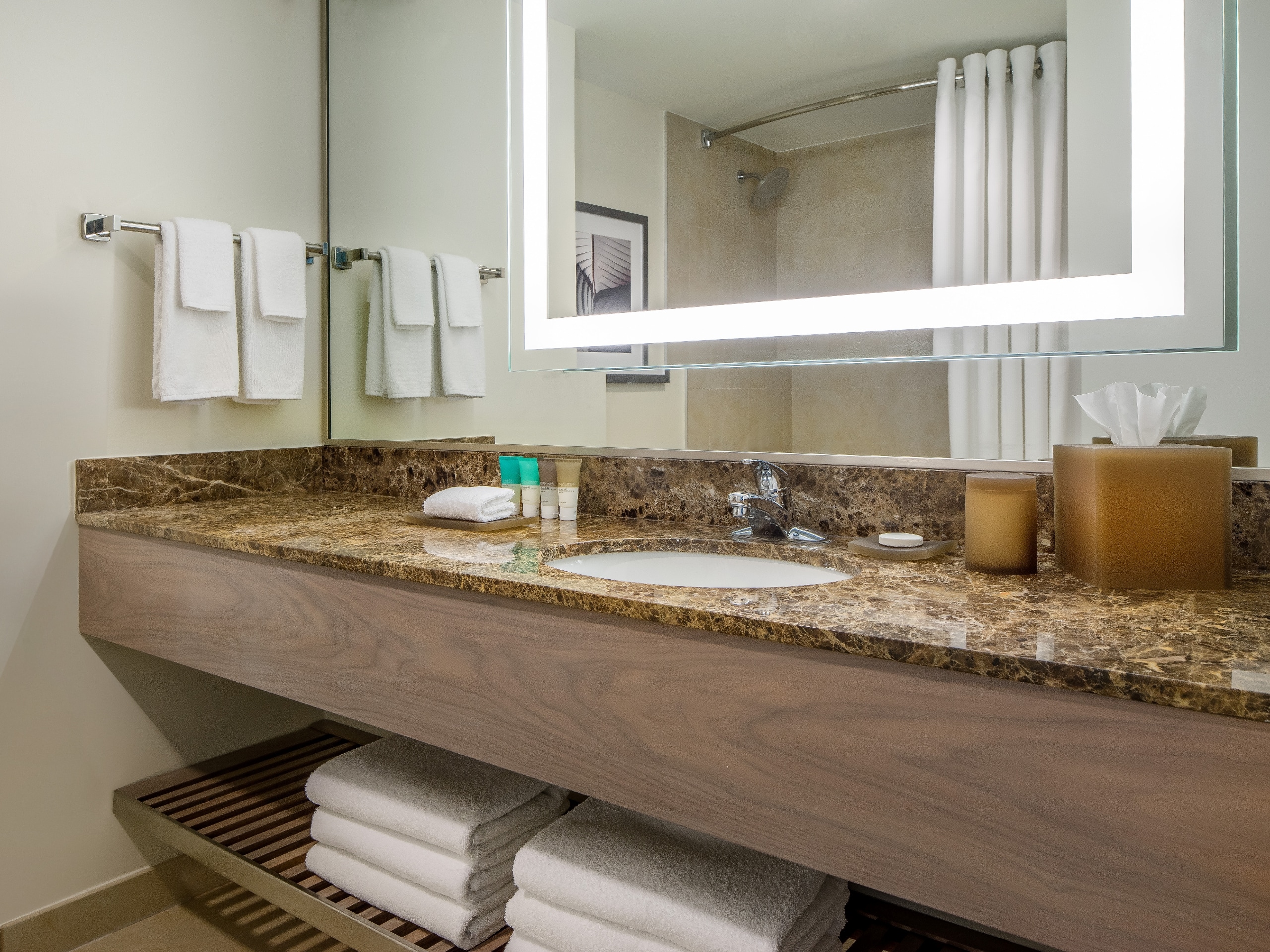 Standard Guest Bathroom vanity with amenities