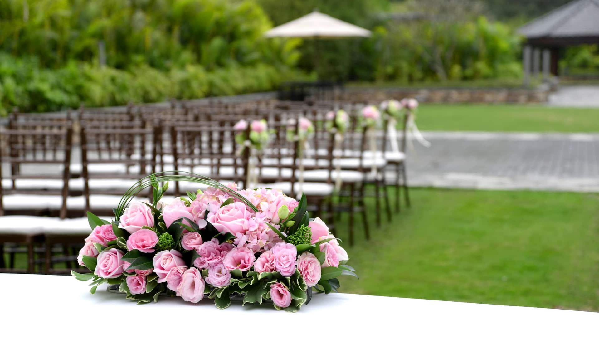Garden Ceremony with table setup