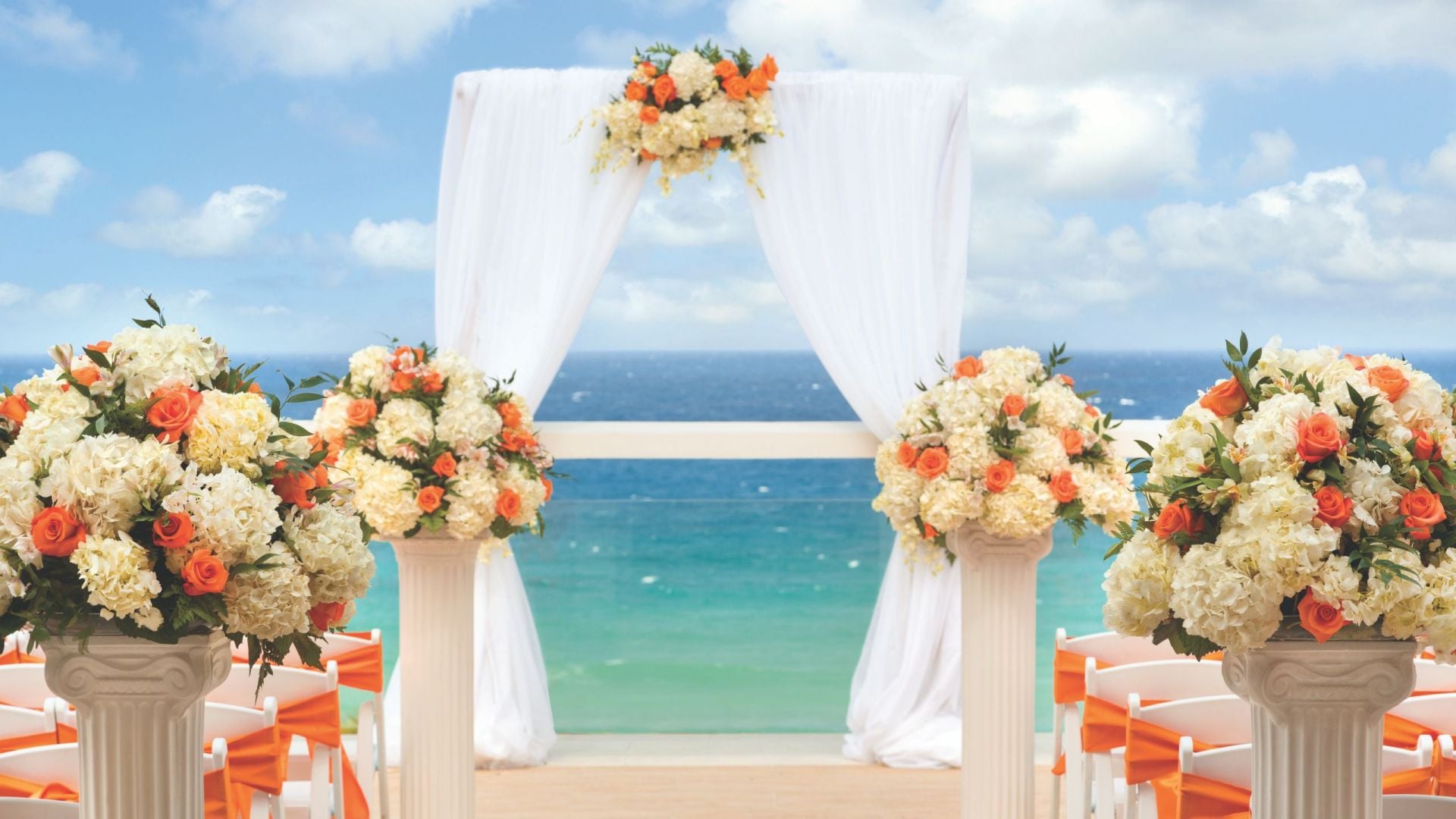 Destination Wedding Venues In Montego Bay Jamaica Wedding Setup On Resort Beachfront