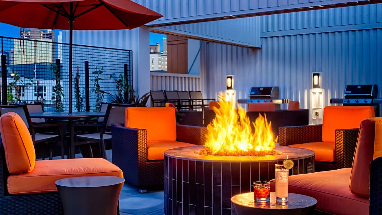Rooftop Patio Firepit and seating
