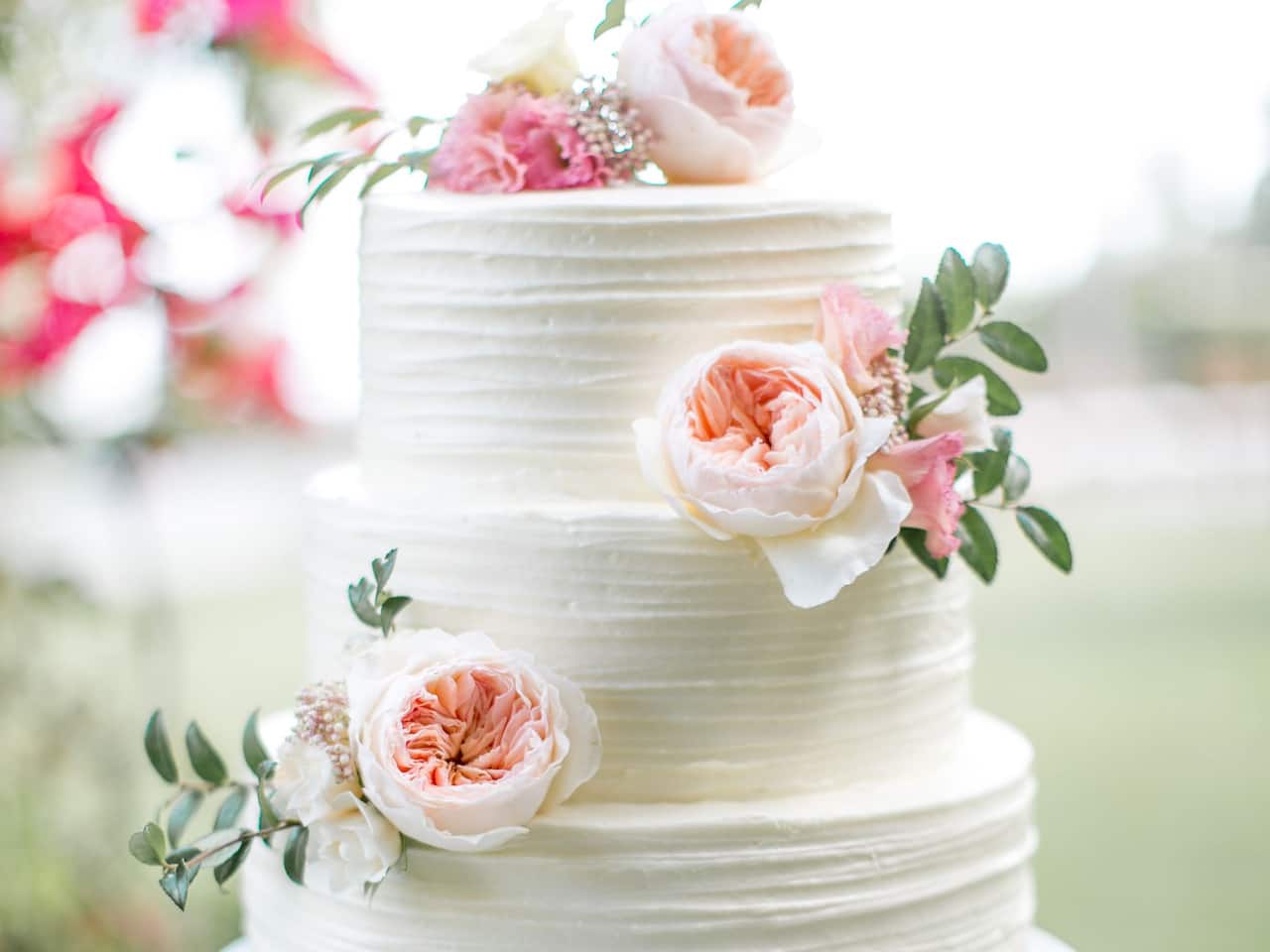 Wedding cake served at a Carlsbad resort wedding venue
