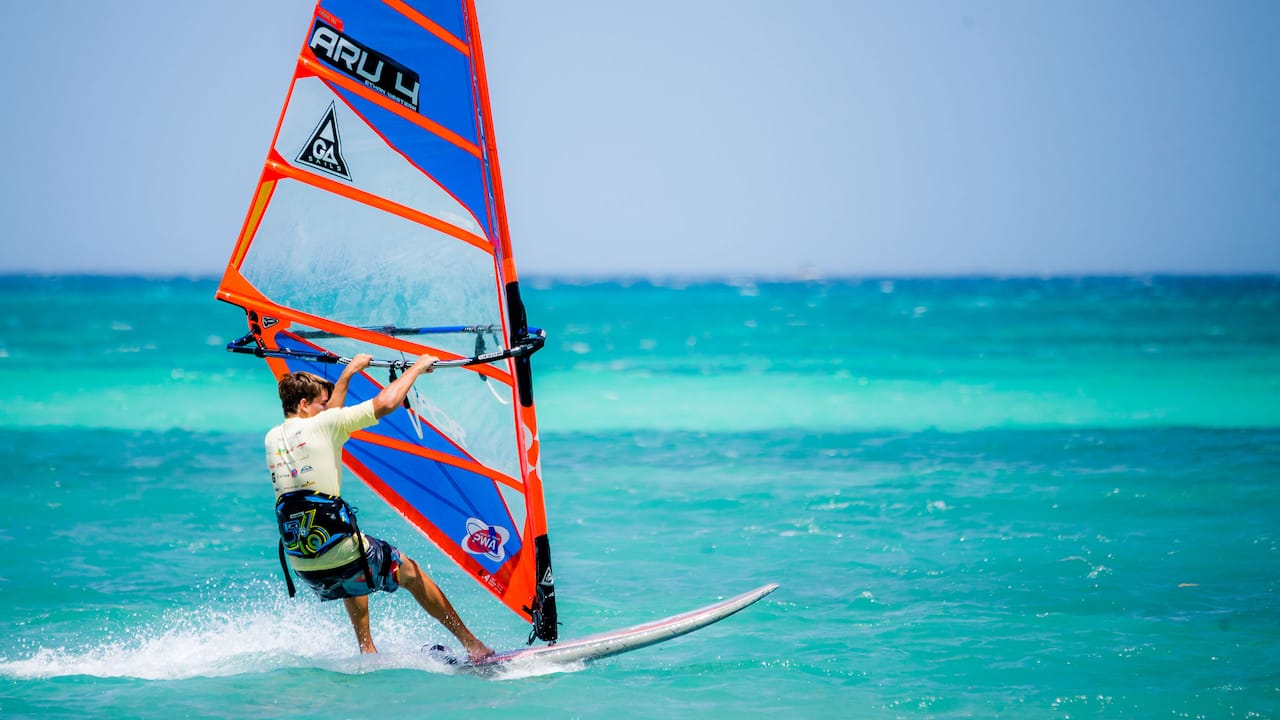 Windsurfing on Palm Beach near hotel