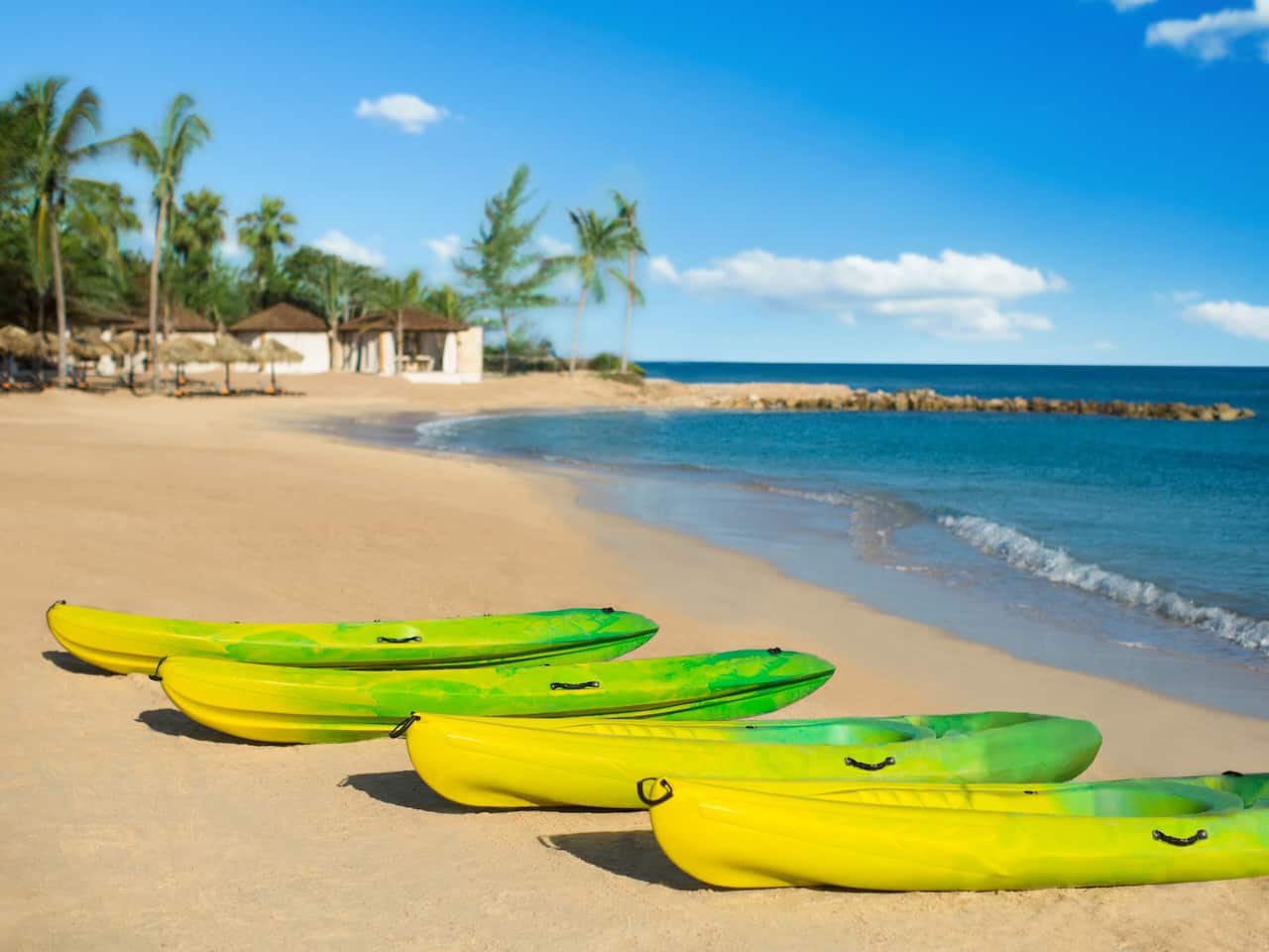 Kayaks on the beach