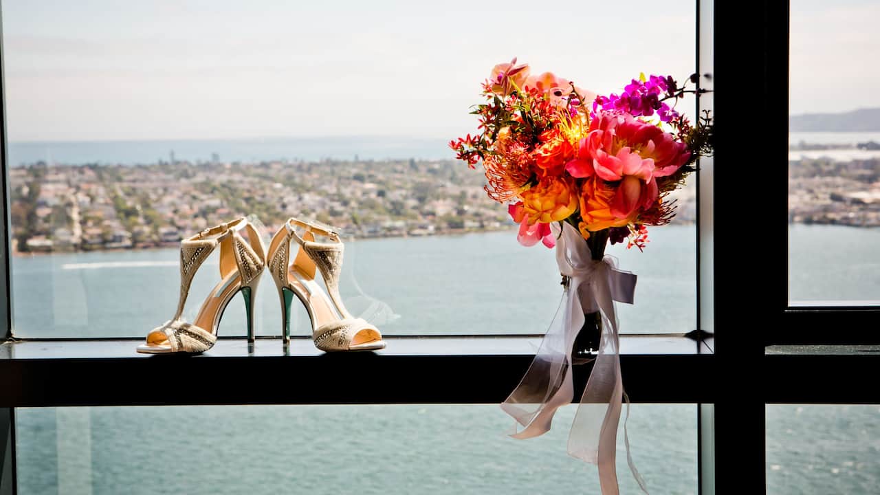 Bridal Shoes and Bouquet