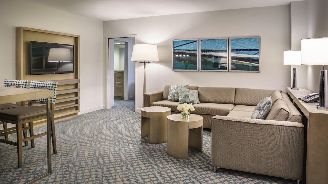 Junior Suite living room with tv and couch