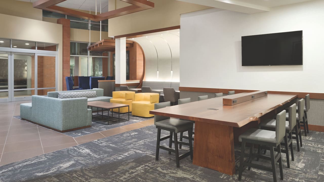 Relax in our spacious lobby area at the Hyatt Place Portland Airport Hotel.