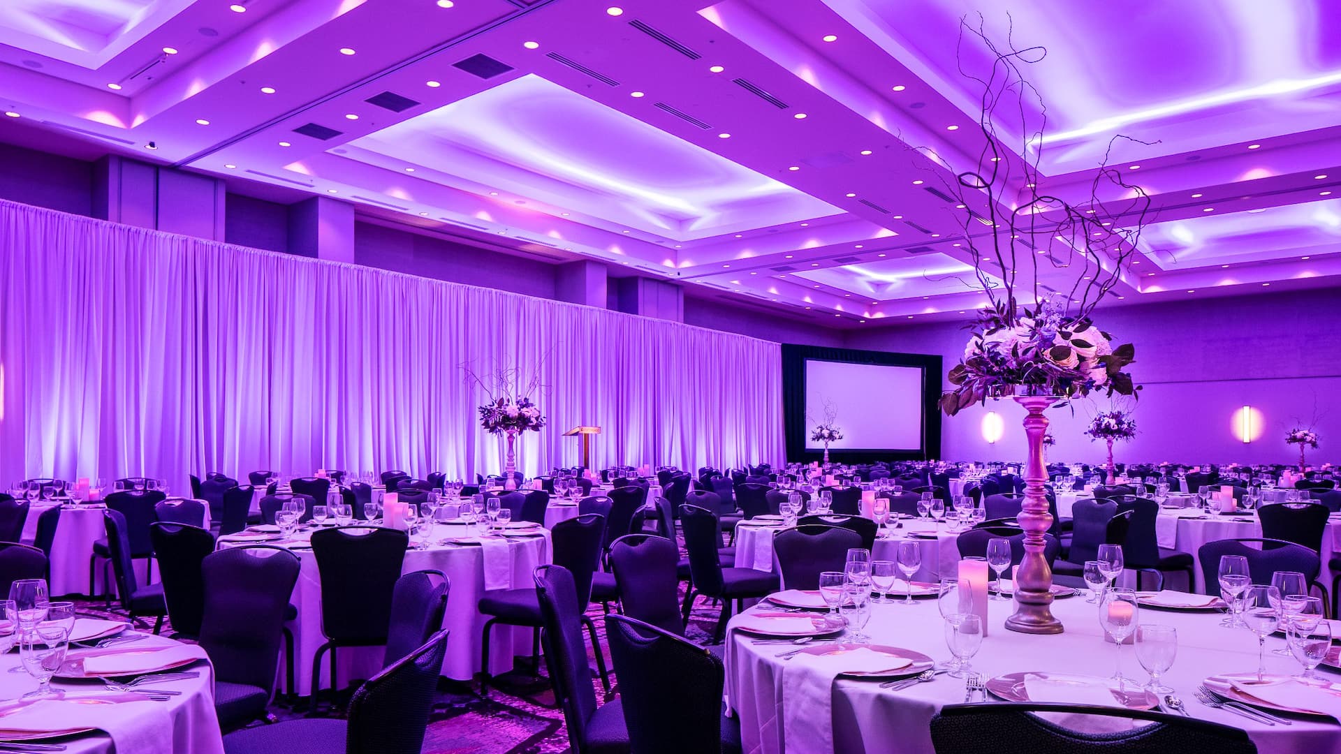 1 of 1 Hyatt Place Kansas City/Lenexa City Center Ballroom Banquet Rounds with Purple