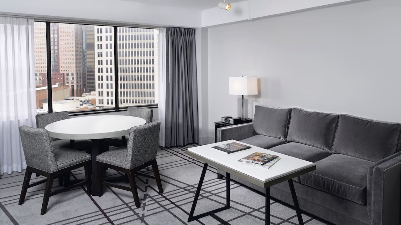 Executive suite with living room at Hyatt Regency Louisville hotel in Kentucky