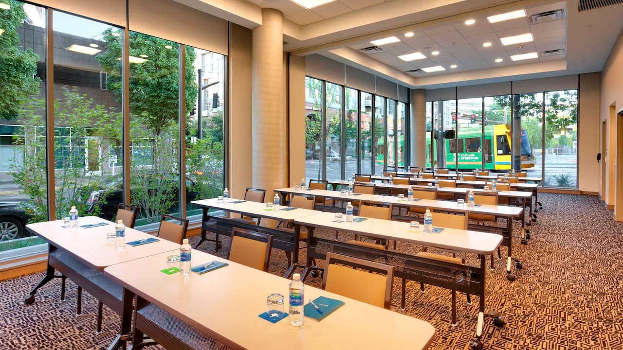 Hyatt House Portland Downtown Meeting Venue with Classroom Seating with a View in Portland Oregon