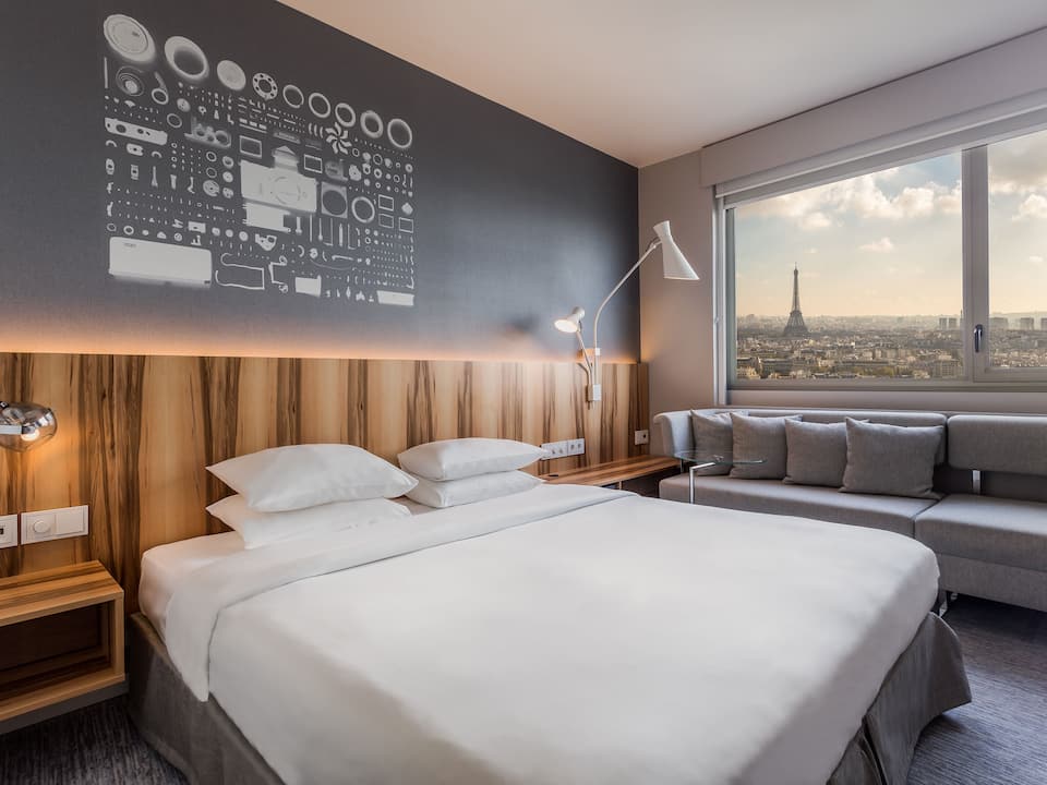 Views from Bois de Boulogne of hotel Hyatt Regency Paris Etoile