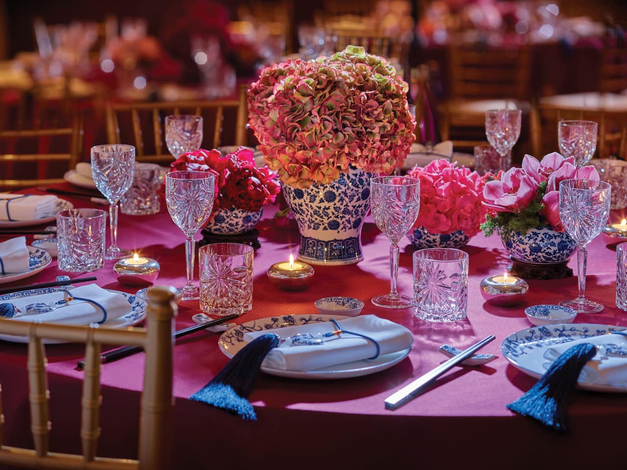 Shanghainese Banquet Setup with Red Table Cloth