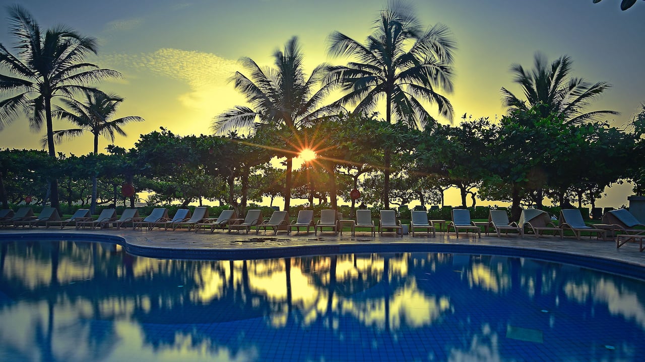 Lagoon Pool During Sunrise at Grand Hyatt Bali