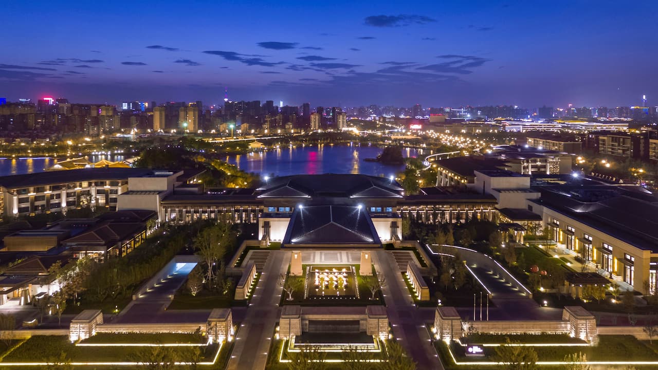Hyatt Regency Xi'an Exterior Aerial View at Night