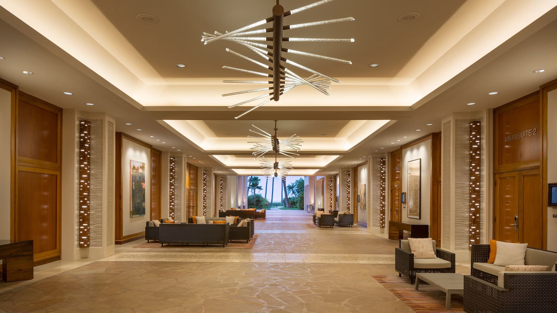 Grand Promenade and Monarchy Terrace pre-function space at Hyatt Regency Maui Resort and Spa