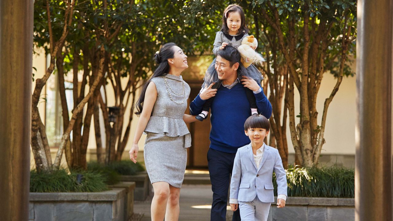Family at entrance