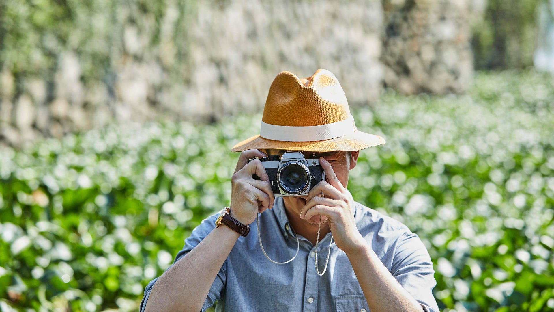 Recreation man with camera