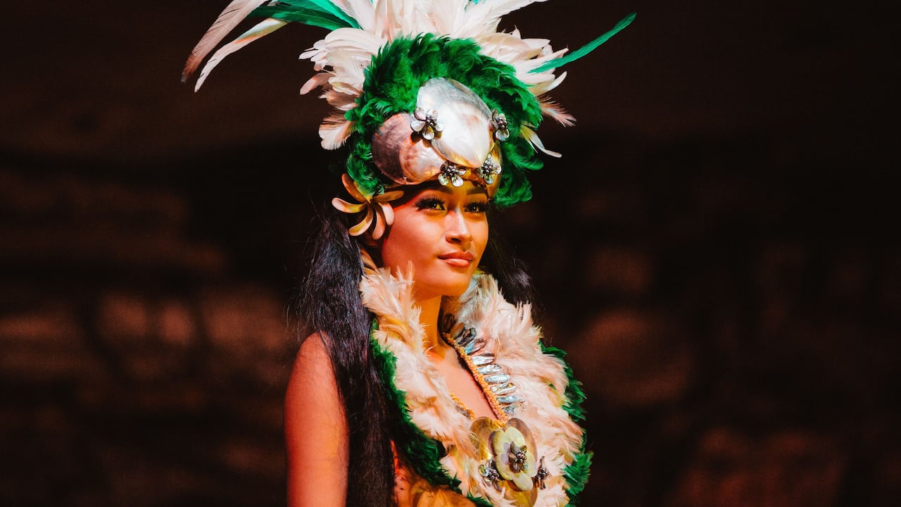 Lu'au dancer with traditional clothing