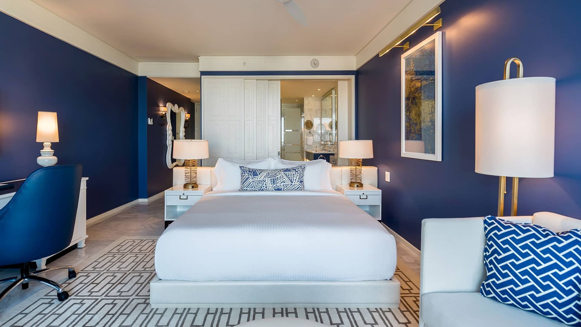 3/4 A large hotel resort king bedroom in Nassau Bahamas