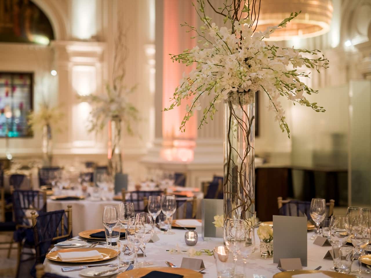 Wedding table decoration at 1901 Restaurant at Andaz London Liverpool Street
