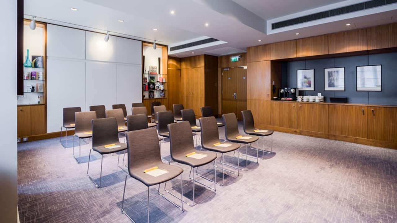 Theatre style set up in a meeting room at Andaz London Liverpool Street