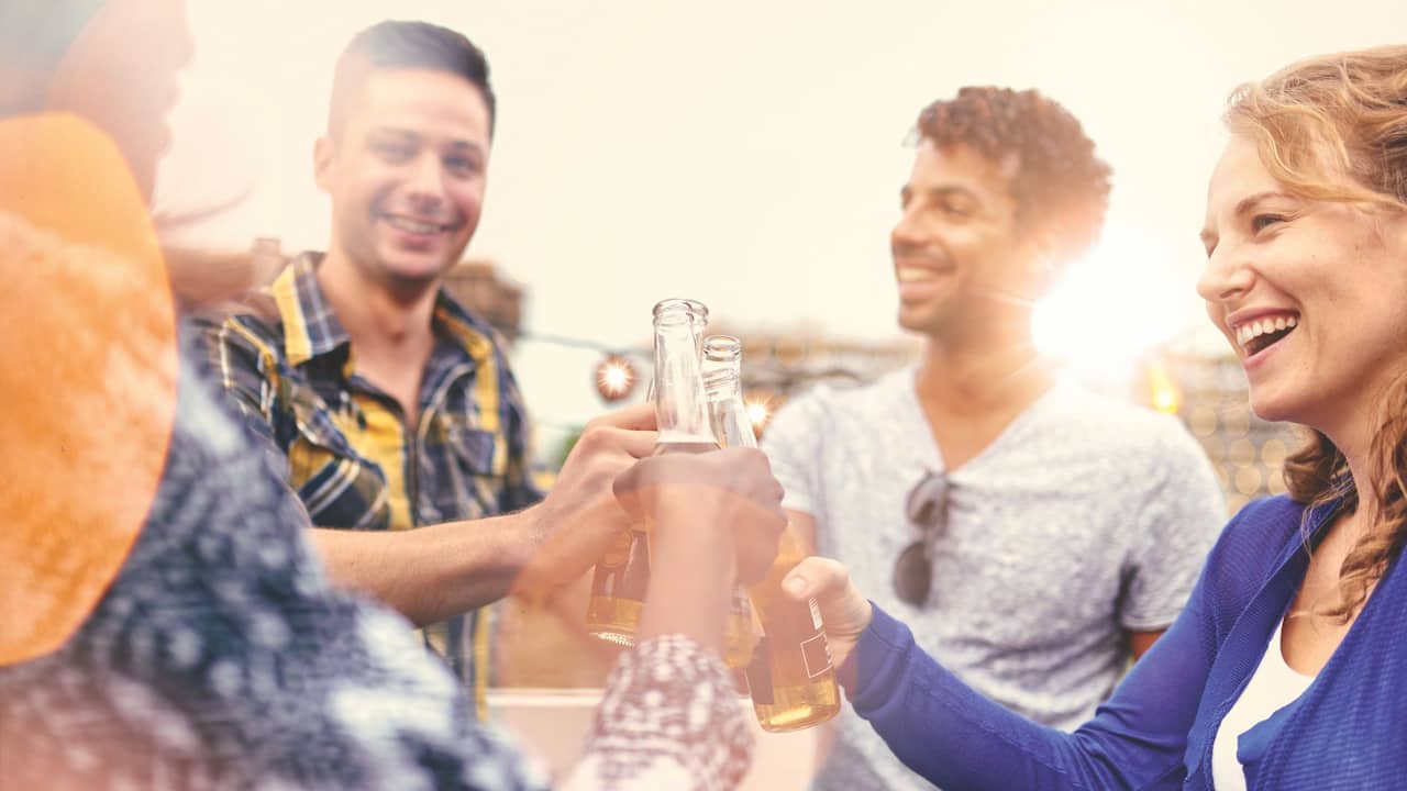 group drinking beer