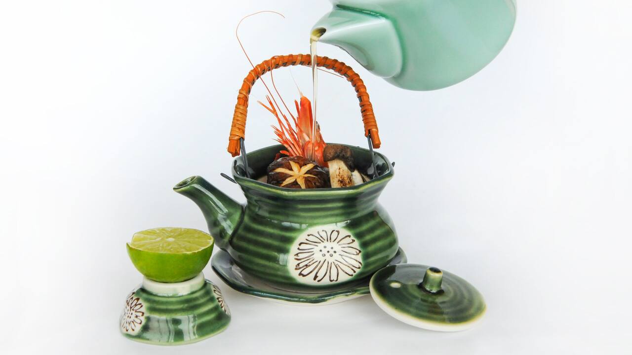 Miyako soup in ornate container