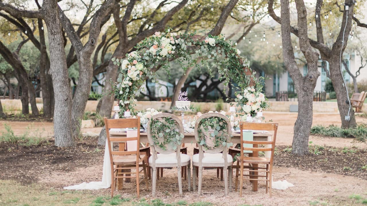 Henry’s Hollow Wedding Reception Setup Landscape Hyatt Regency Hill Country Resort & Spa