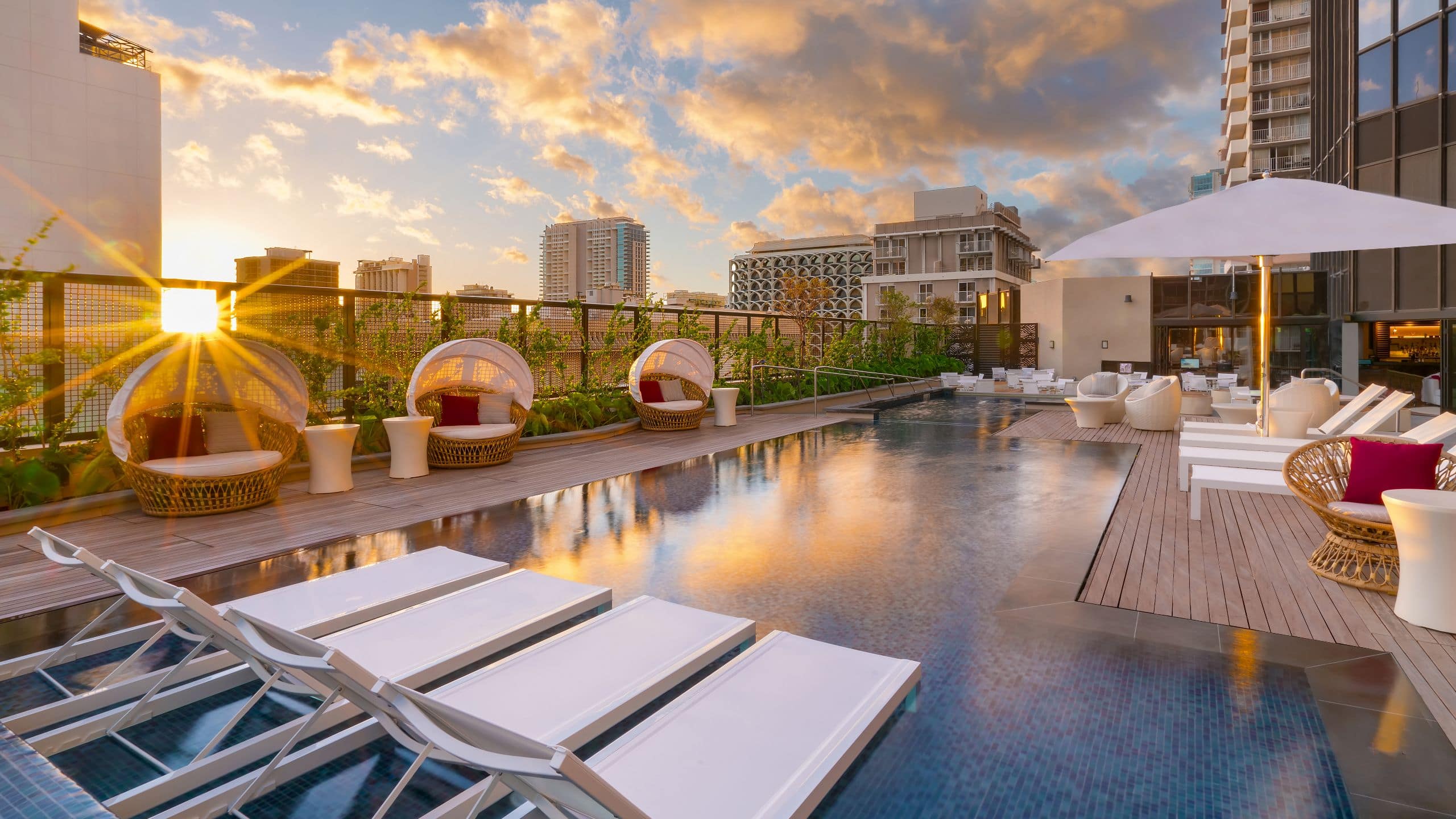 Hyatt Centric Waikiki Beach Pool Sunset