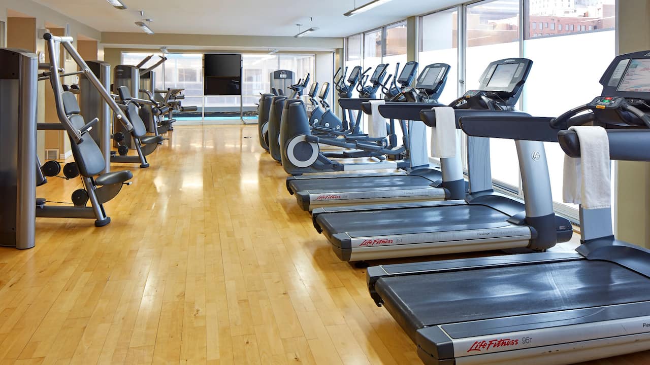 24-hour fitness center at Hyatt House Regency Tulsa Downtown