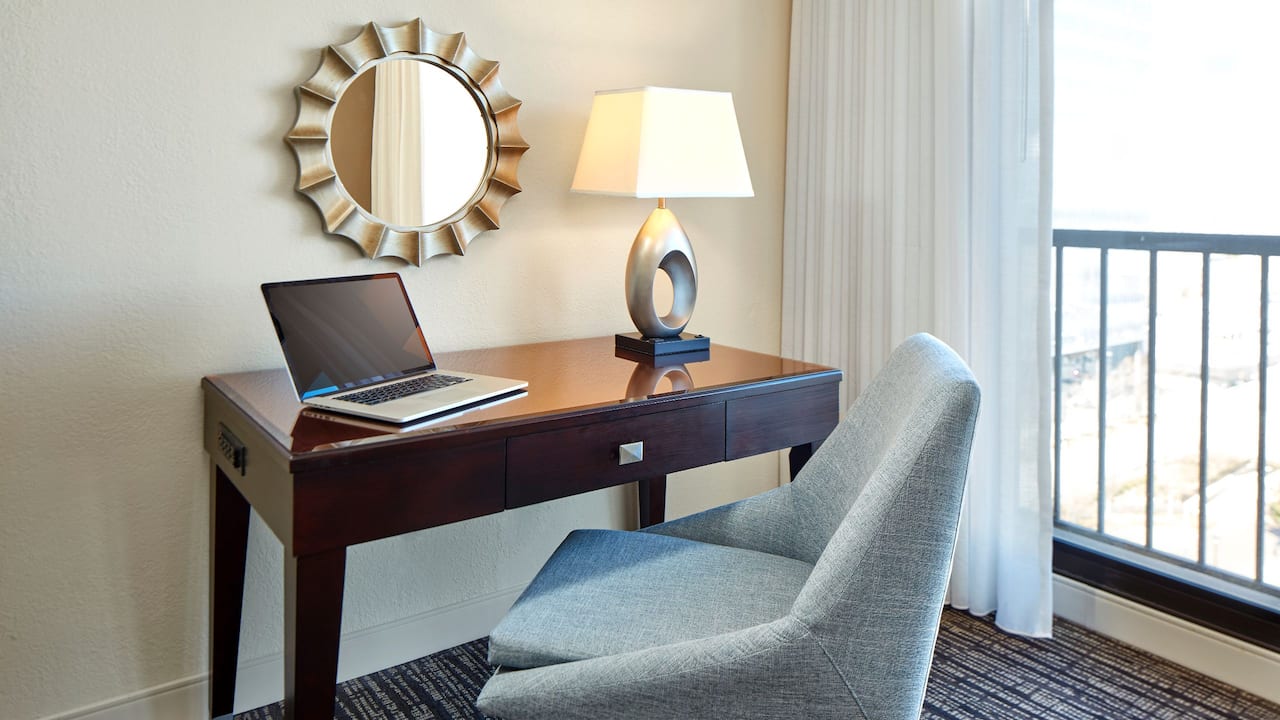 Hotel guestroom work desk at Hyatt Regency Tulsa Downtown