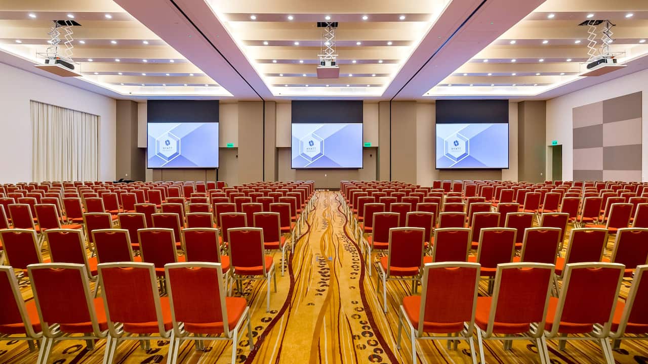 Regency Ballroom conference venue set-up with projector screens