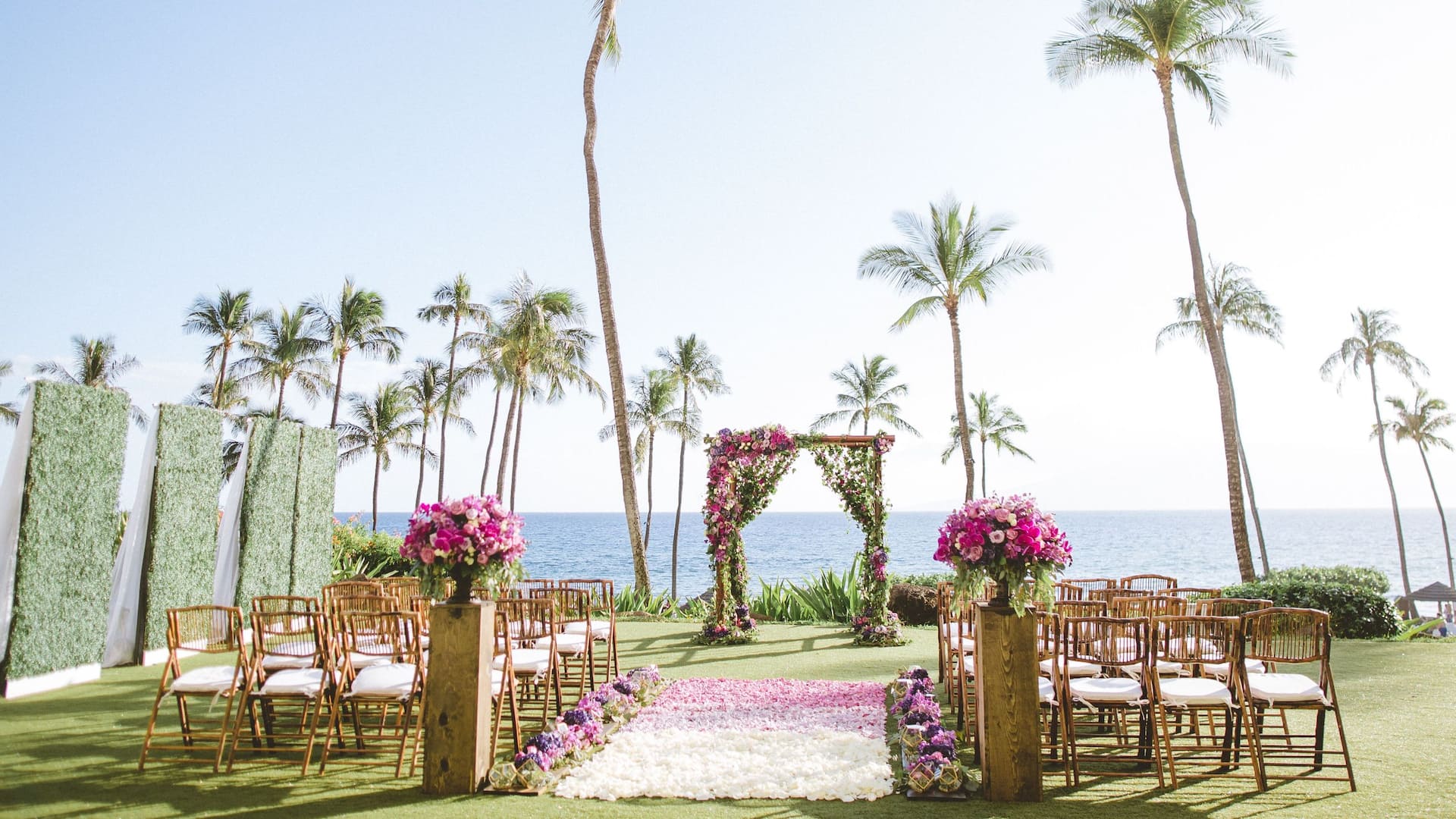 Outdoor wedding venue overlooking the ocean in Maui
